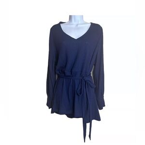 Lane Bryant Blouson‎ Sleeve Belted Soft Rib Tunic Maritime Navy Blue Size 18/20